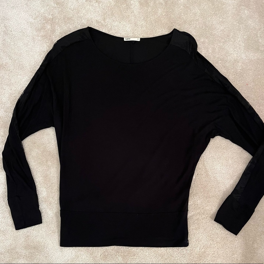 Black long sleeve top with lace on sleeves